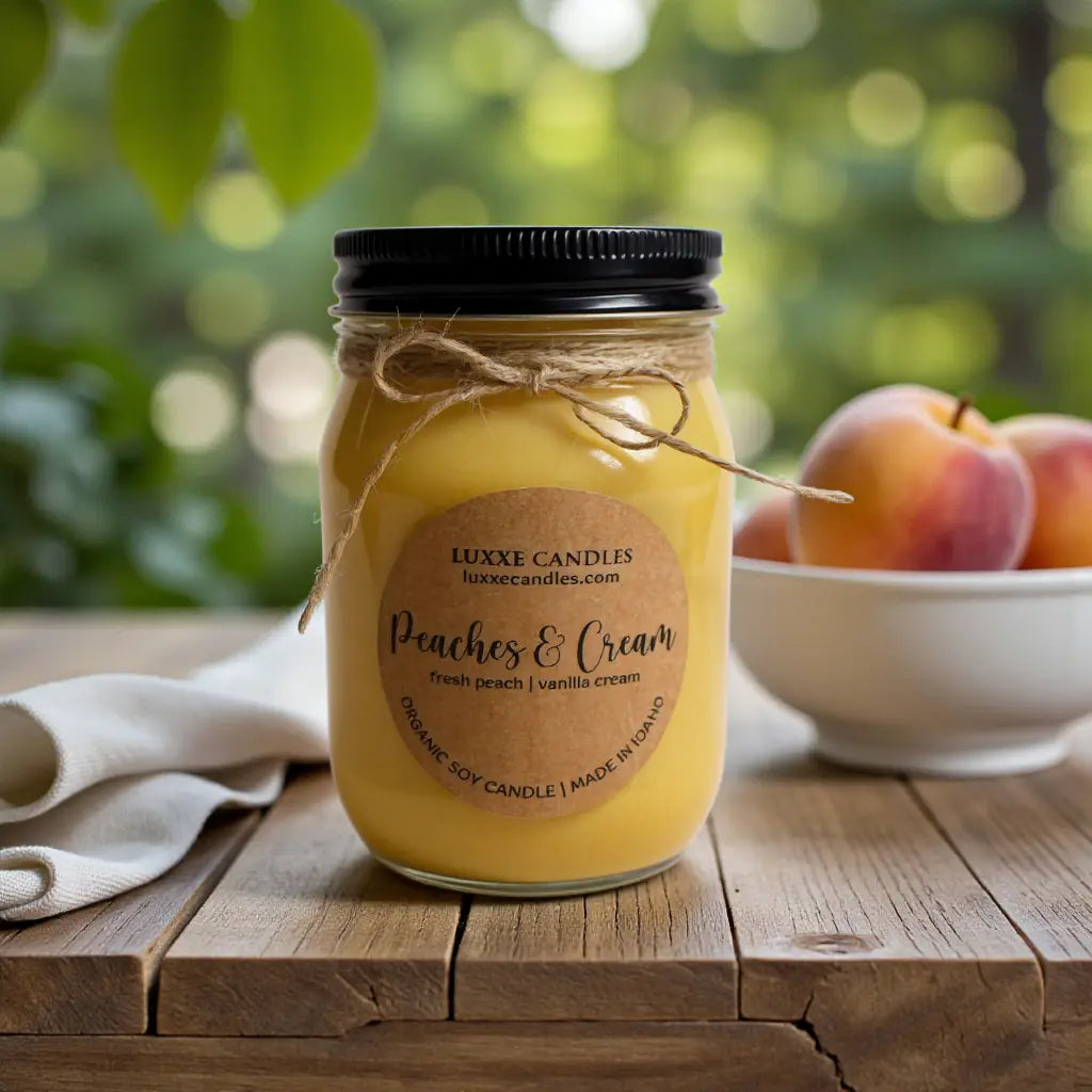 Peaches & Cream Soy Candle – Hand-Poured Organic Soy Wax