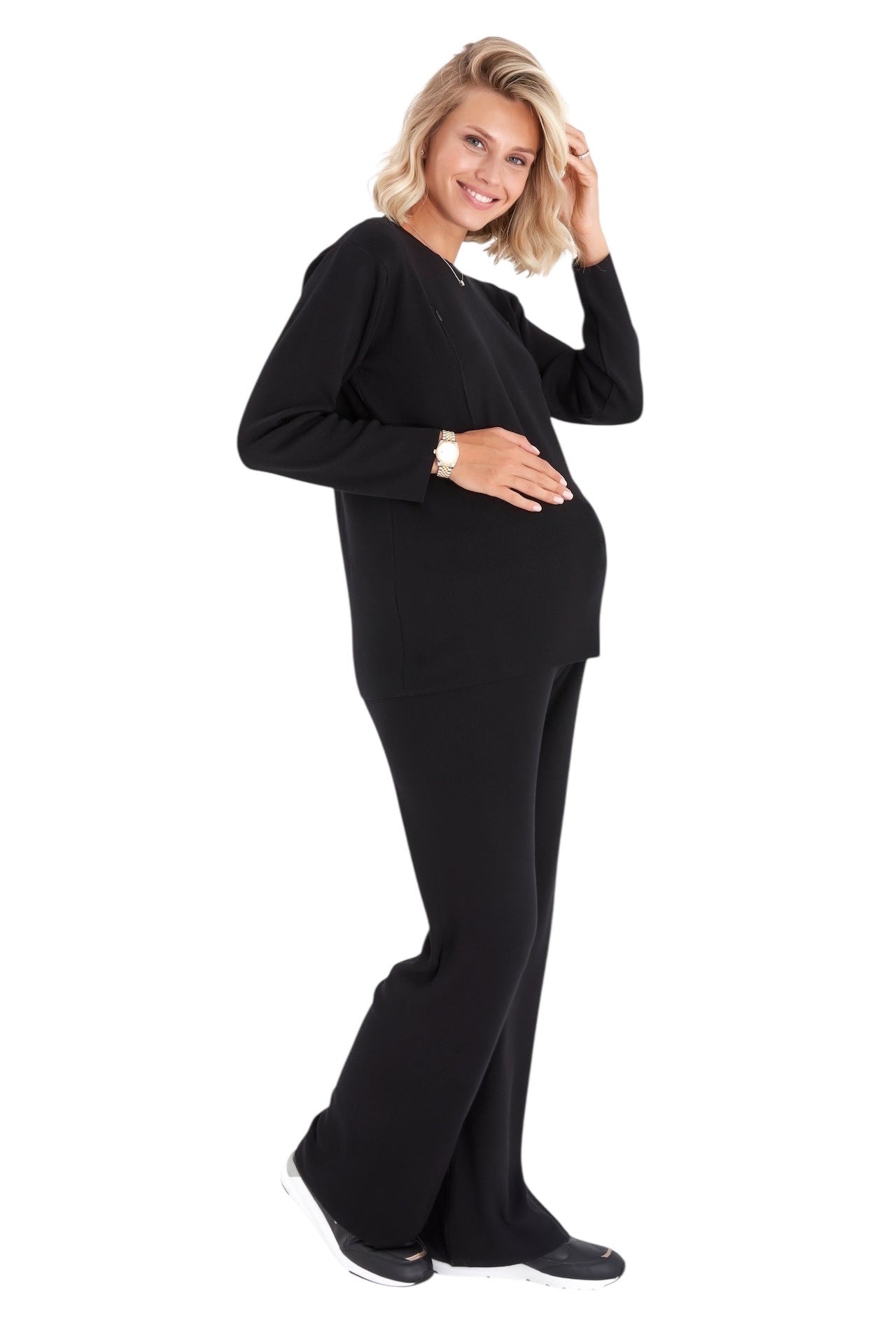 Maternity & Nursing Coordinated Set – Dual Zip Silky Viscose