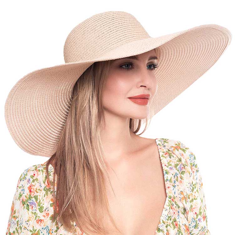 Solid Floppy Straw Sun Hat – Wide Brim, UV Protection, Packable & Crushable