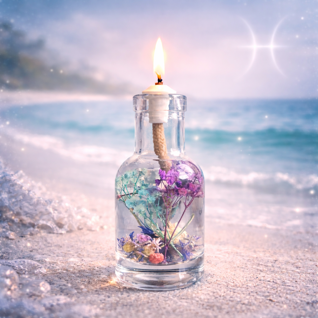 Pisces Ritual Oil Candle | Ocean Breeze Scent | Refillable, Eco-Conscious