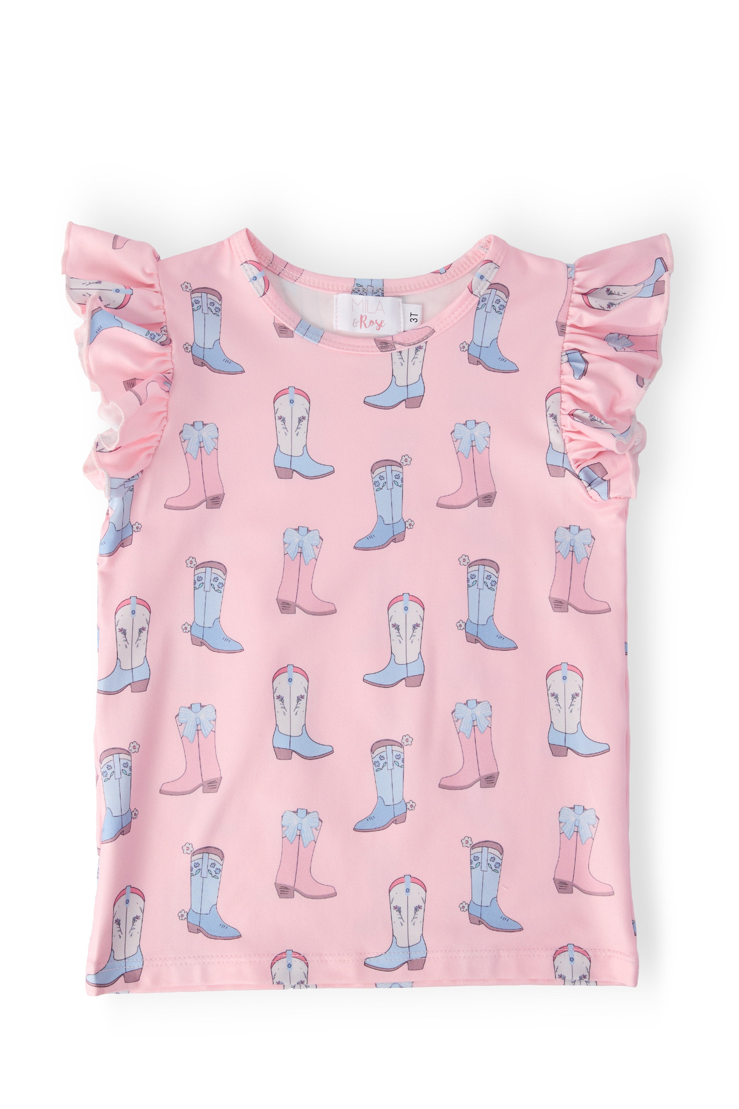 Mila & Rose Ribbons & Rodeos S/S Rüschen-T-Shirt | Polyester/Spandex | Mädchen 12M–9/10