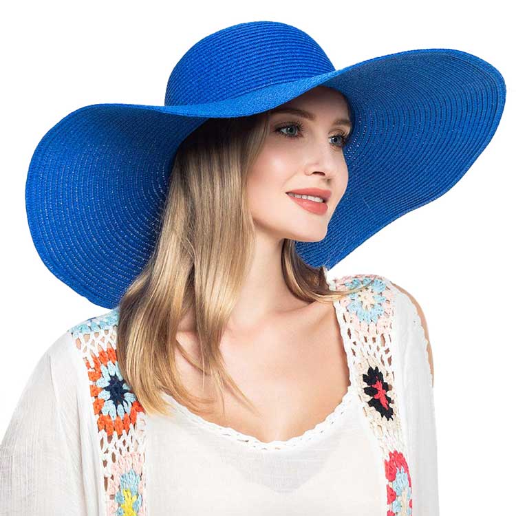 Solid Floppy Straw Sun Hat – Wide Brim, UV Protection, Packable & Crushable
