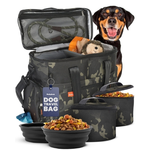 The Original Doggy Bag™ – Dog Travel Bag with Bowls, Food Containers & Poop Bag Dispenser