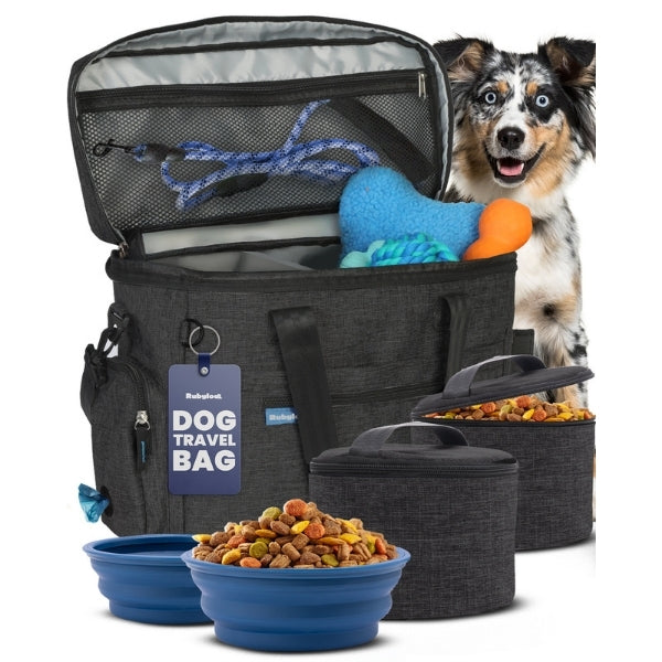 The Original Doggy Bag™ – Dog Travel Bag with Bowls, Food Containers & Poop Bag Dispenser