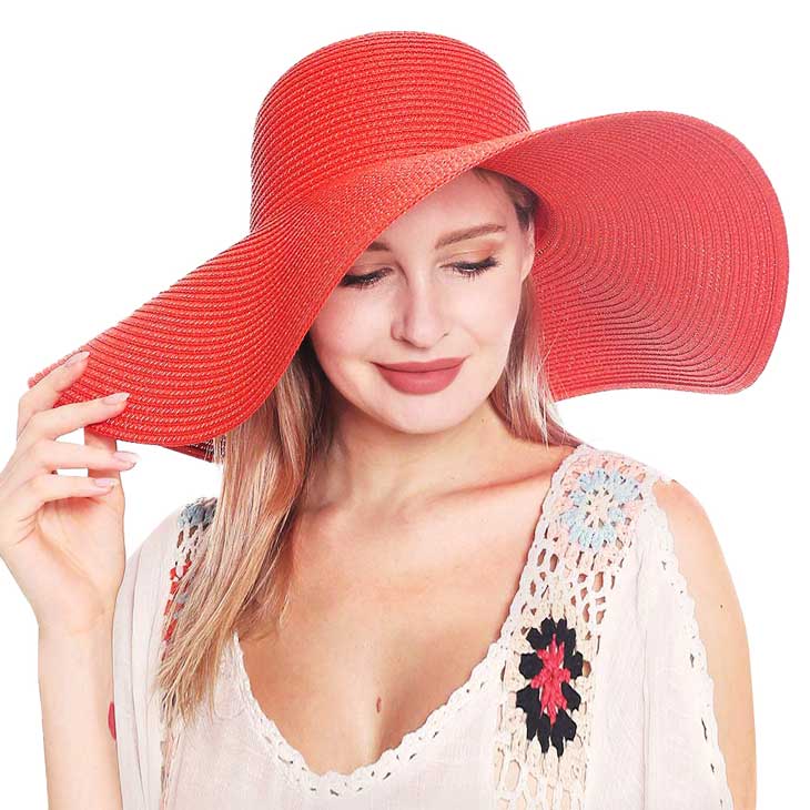 Solid Floppy Straw Sun Hat – Wide Brim, UV Protection, Packable & Crushable