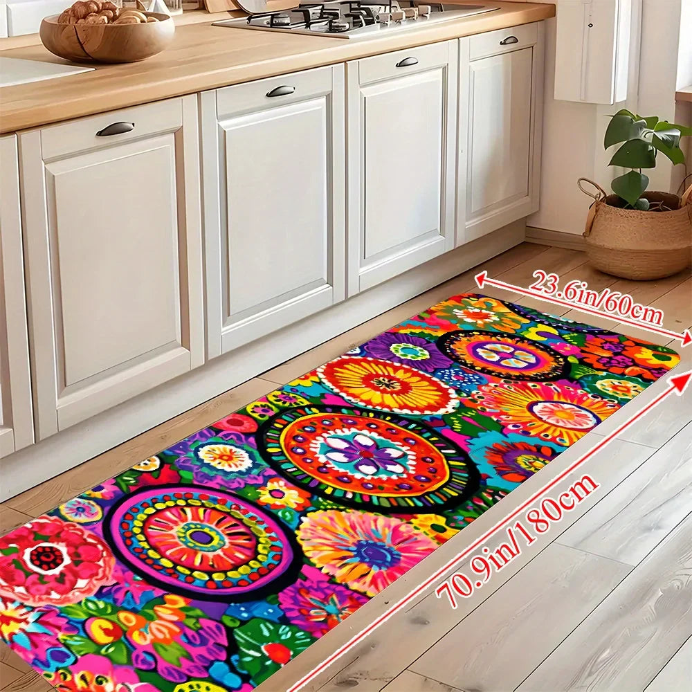 VIKAMA Vintage Flower Rug | Fade-Resistant Felt Runner & Area Rug