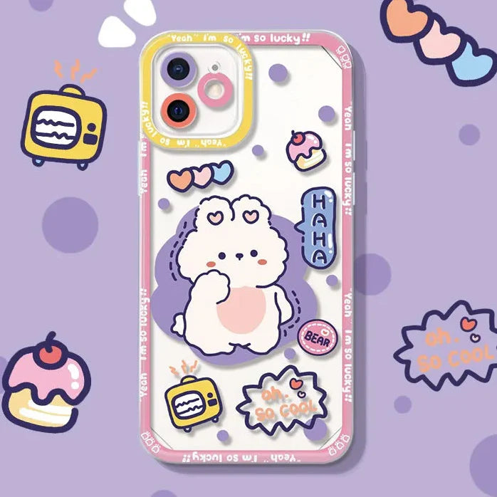 Handyhülle mit süßem Häschen und liebem Bären Samsung | Kawaii Pastell Handyhülle