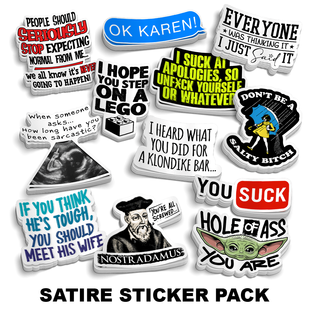 Satire Sticker Pack | 12 Best-Selling Rude & Crude Vinyl Stickers