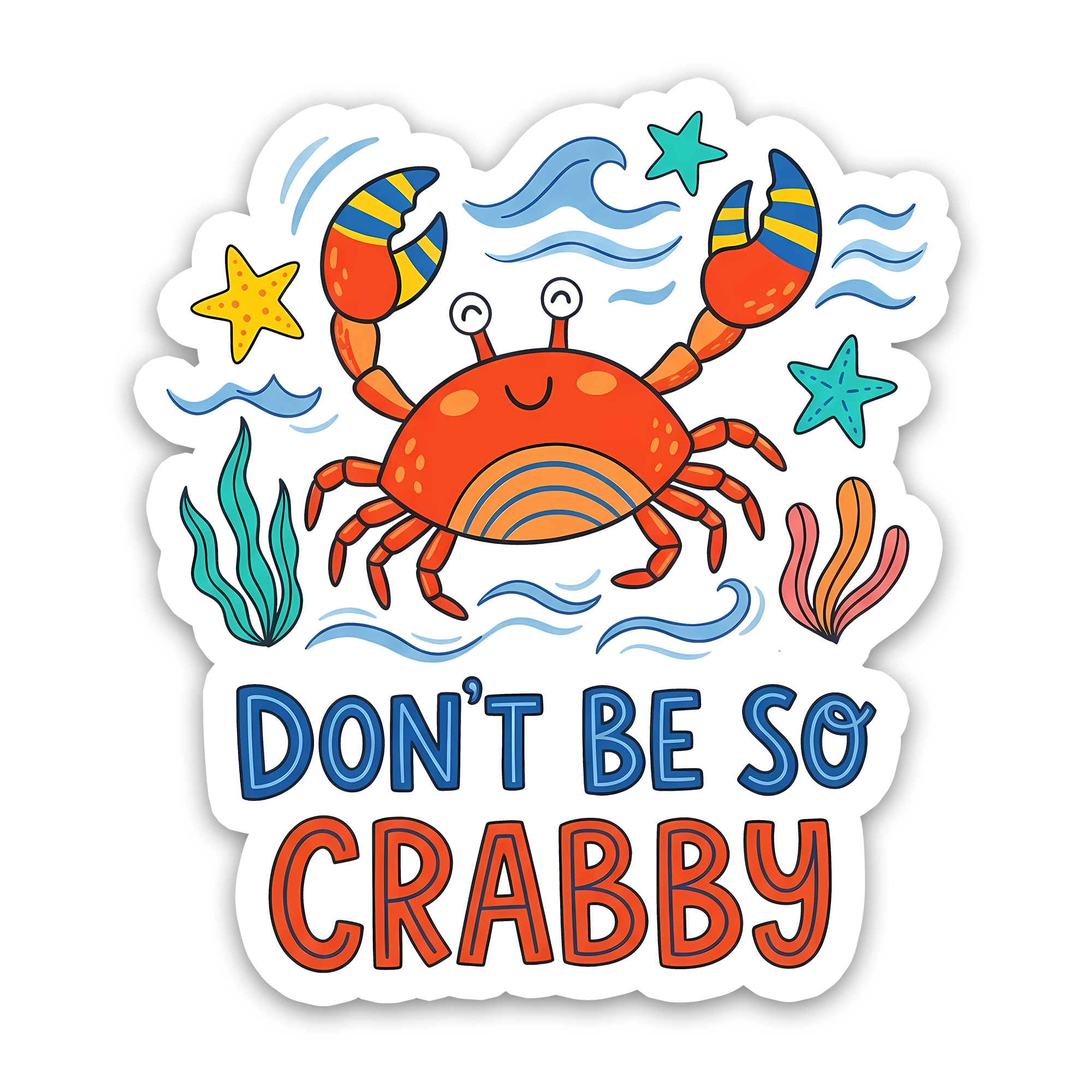 Don't Be So Crabby Crab Vinyl Sticker | Funny Ocean Decal
