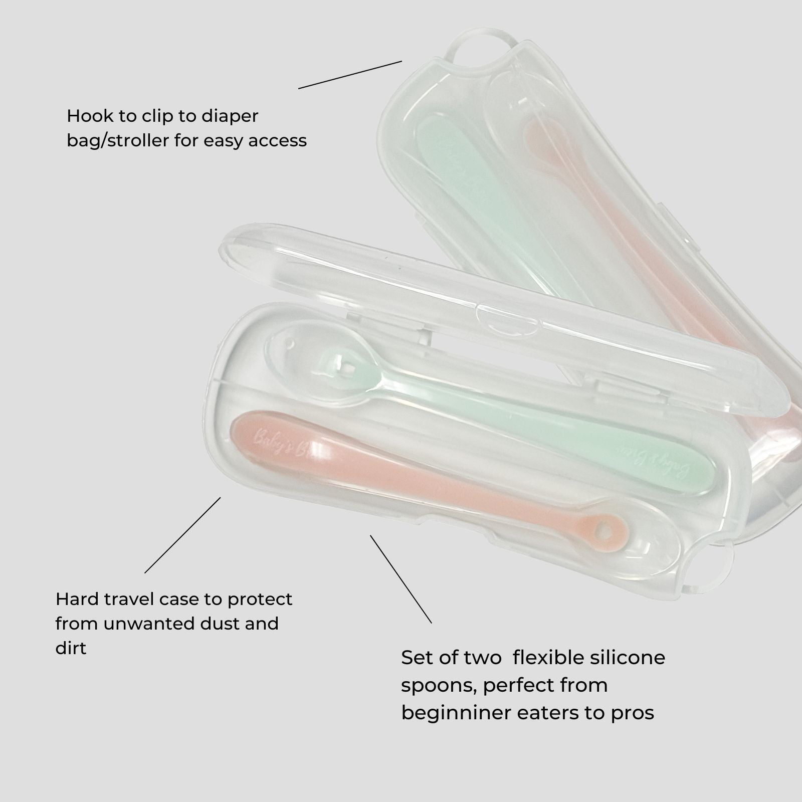Flexi Spoons Silicone Baby Spoons — BPA-Free, Travel Case Included | Set of 2