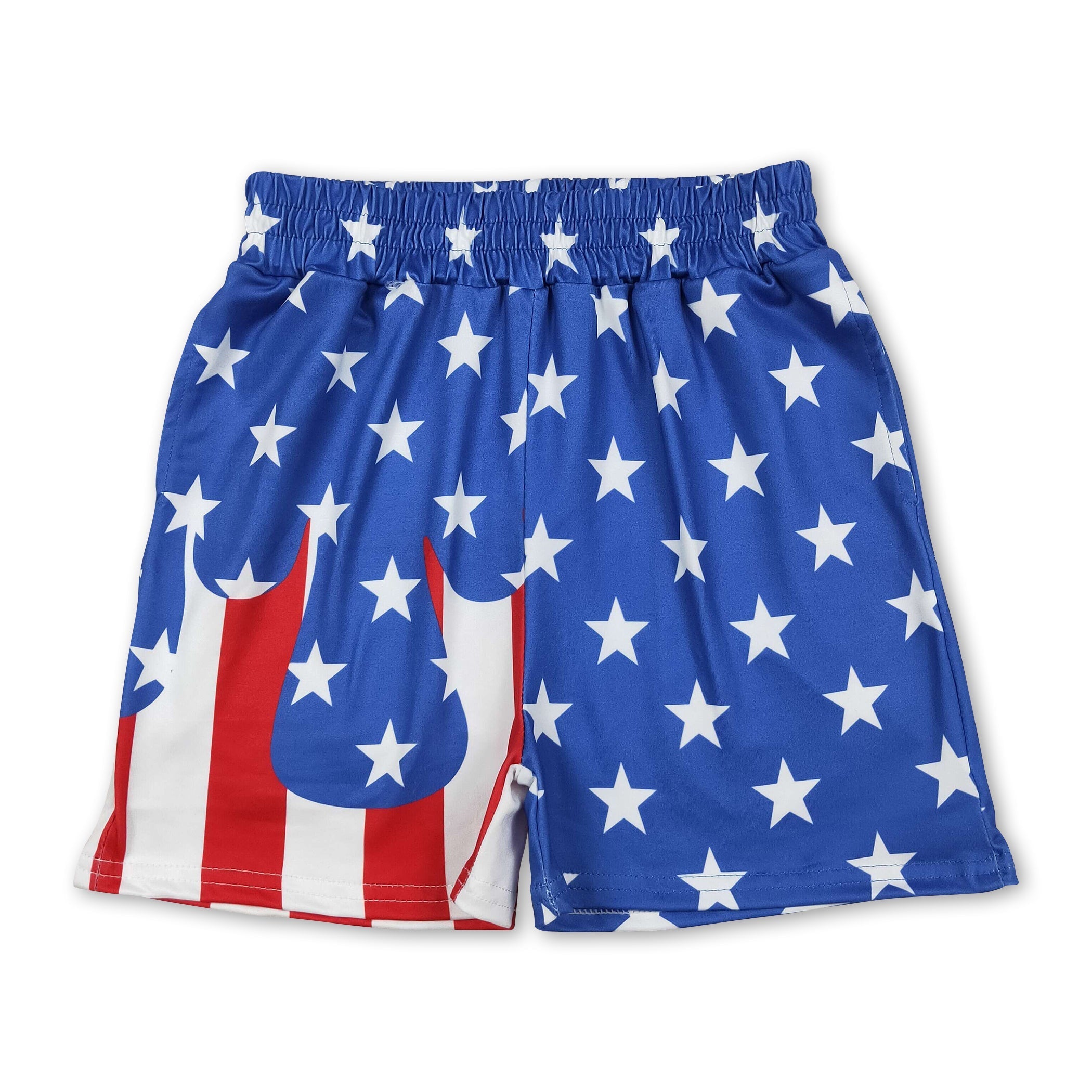 Boys 4th of July Swim Trunks – Stars & Stripes Short Sleeve Swimsuit