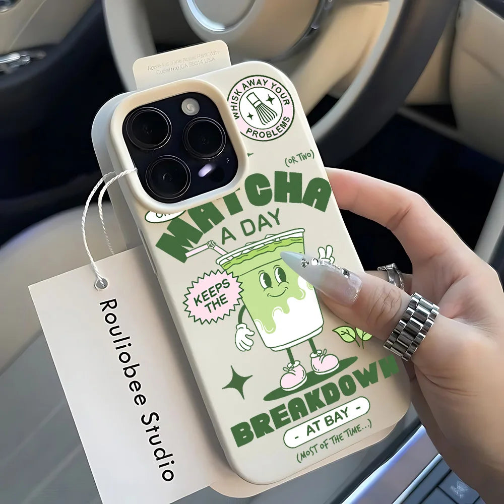 Matcha Milch Tee Litschi Leder iPhone Hülle – Stilvolle Schutzhülle