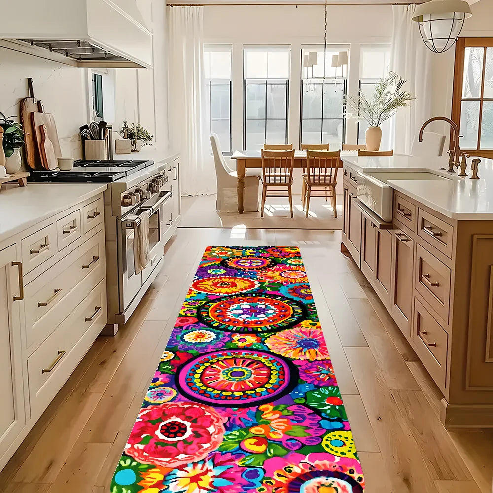 VIKAMA Vintage Flower Rug | Fade-Resistant Felt Runner & Area Rug