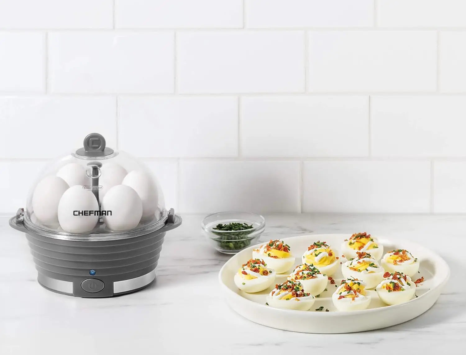 6-Egg Electric Rapid Egg Cooker & Steamer | One-Touch, Auto Shut-Off, Dishwasher-Safe
