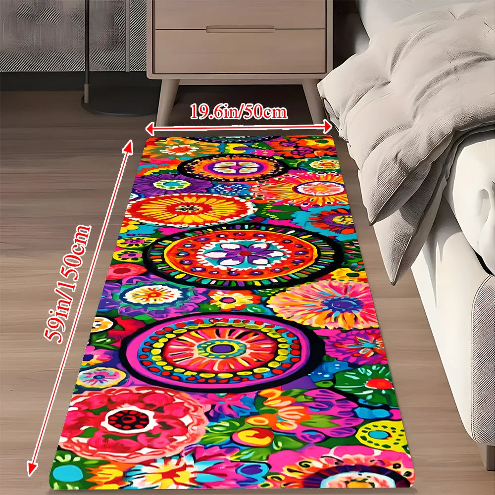 VIKAMA Vintage Flower Rug | Fade-Resistant Felt Runner & Area Rug