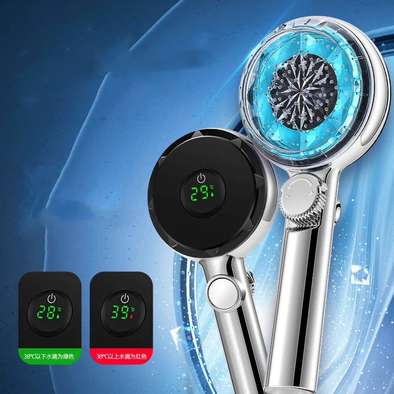 LED Filtered Shower Head with Digital Temperature Display | High Pressure