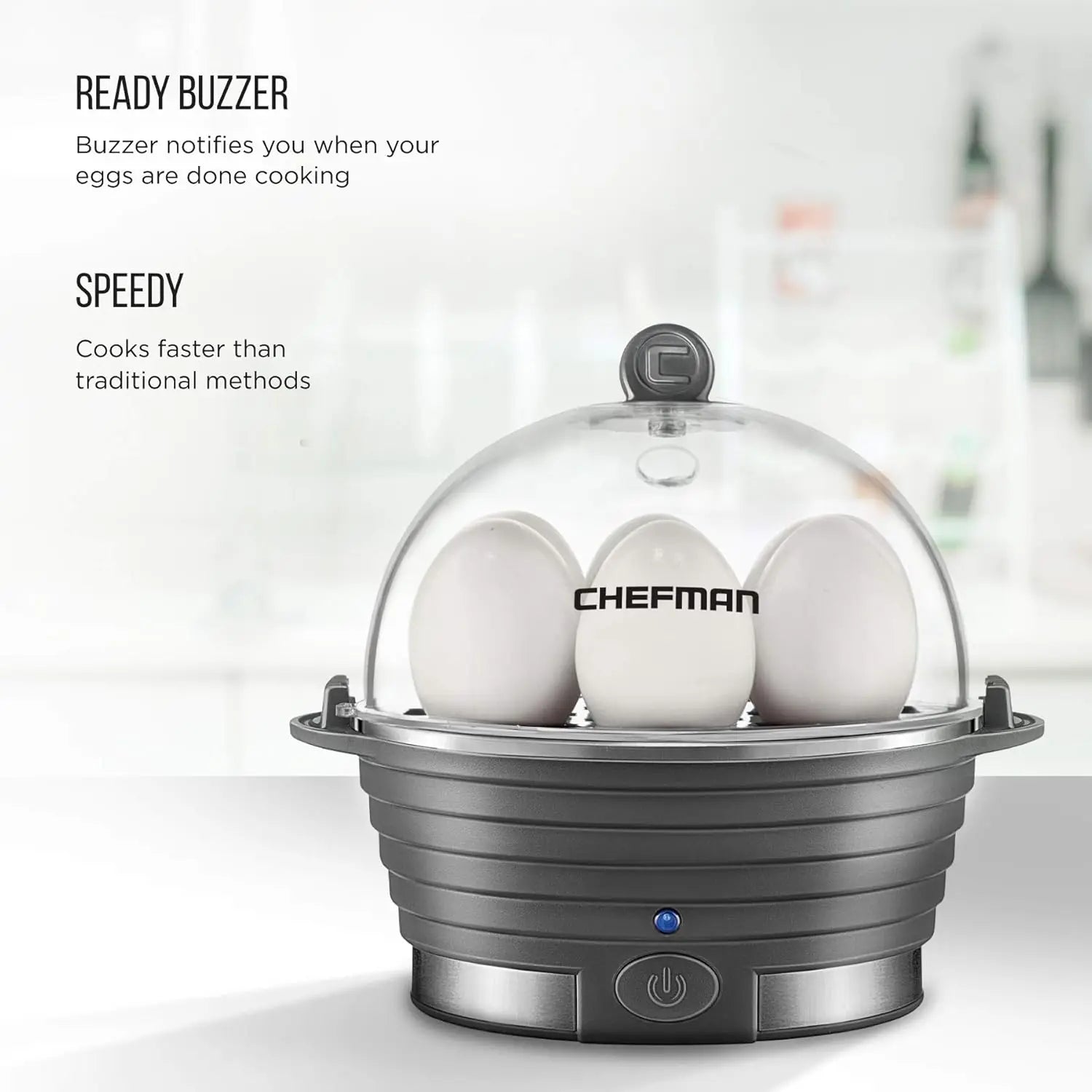 6-Egg Electric Rapid Egg Cooker & Steamer | One-Touch, Auto Shut-Off, Dishwasher-Safe