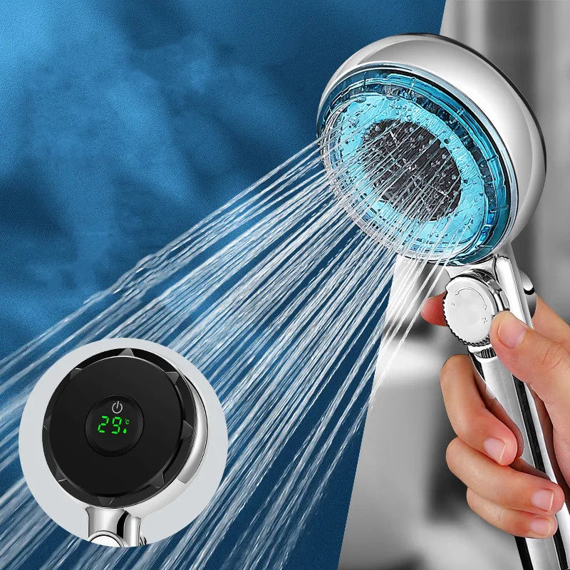 LED Filtered Shower Head with Digital Temperature Display | High Pressure