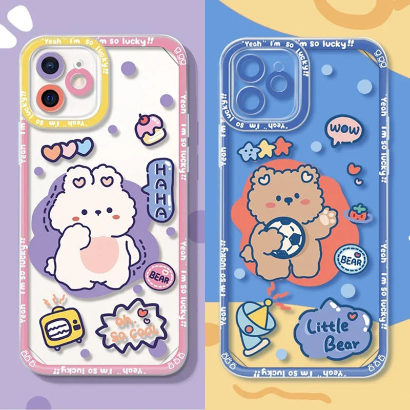 Handyhülle mit süßem Häschen und liebem Bären Samsung | Kawaii Pastell Handyhülle