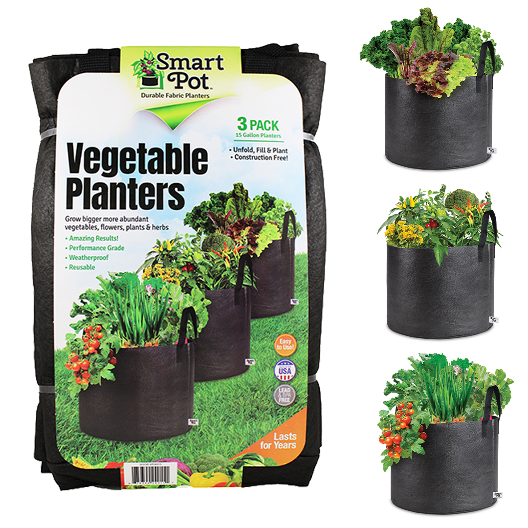 Smart Pot 15-Gallon Vegetable Planters — 3-Pack, Made in USA