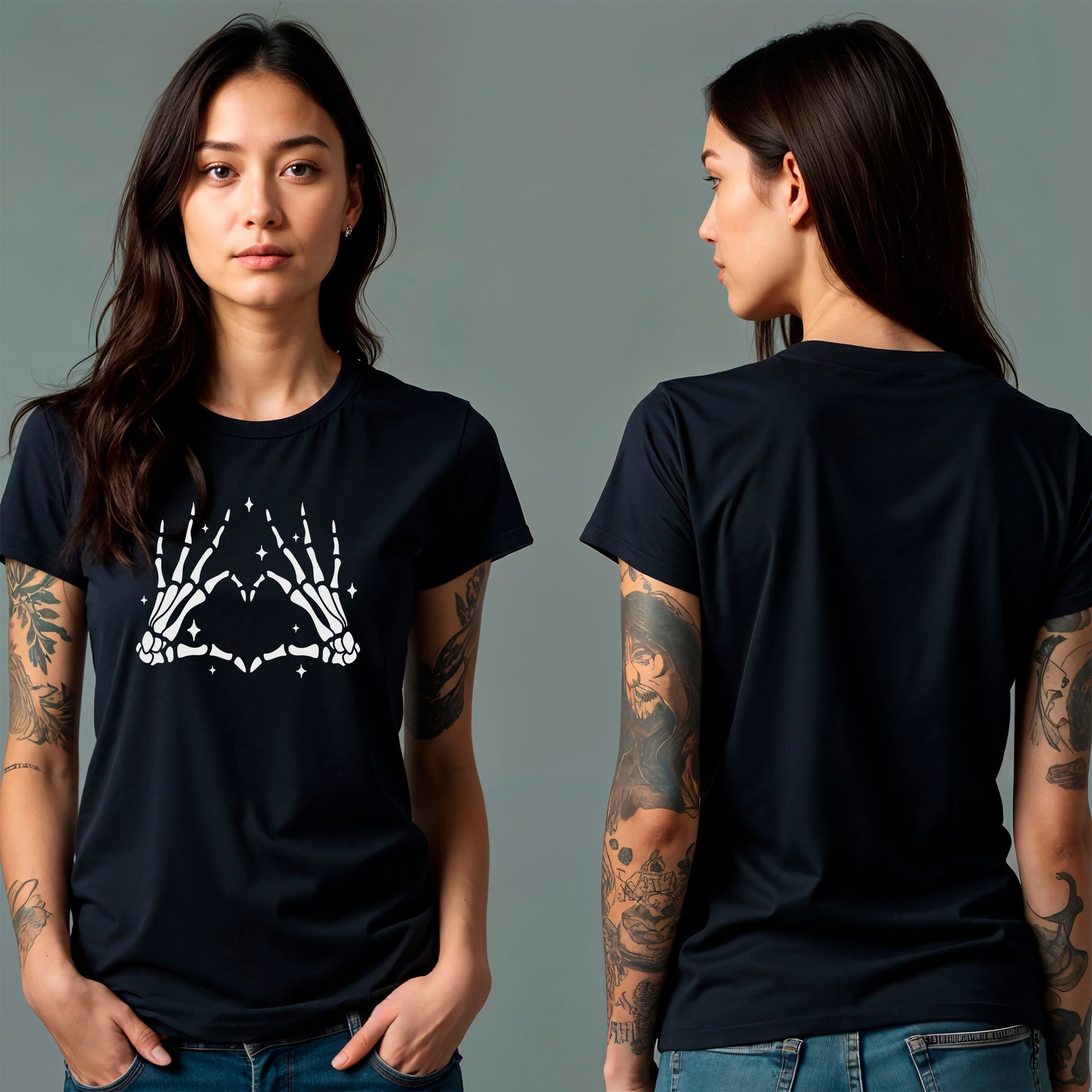 Glow in the Dark Skeleton Heart T-Shirt — 100% Cotton, Made in USA | Gothic Style