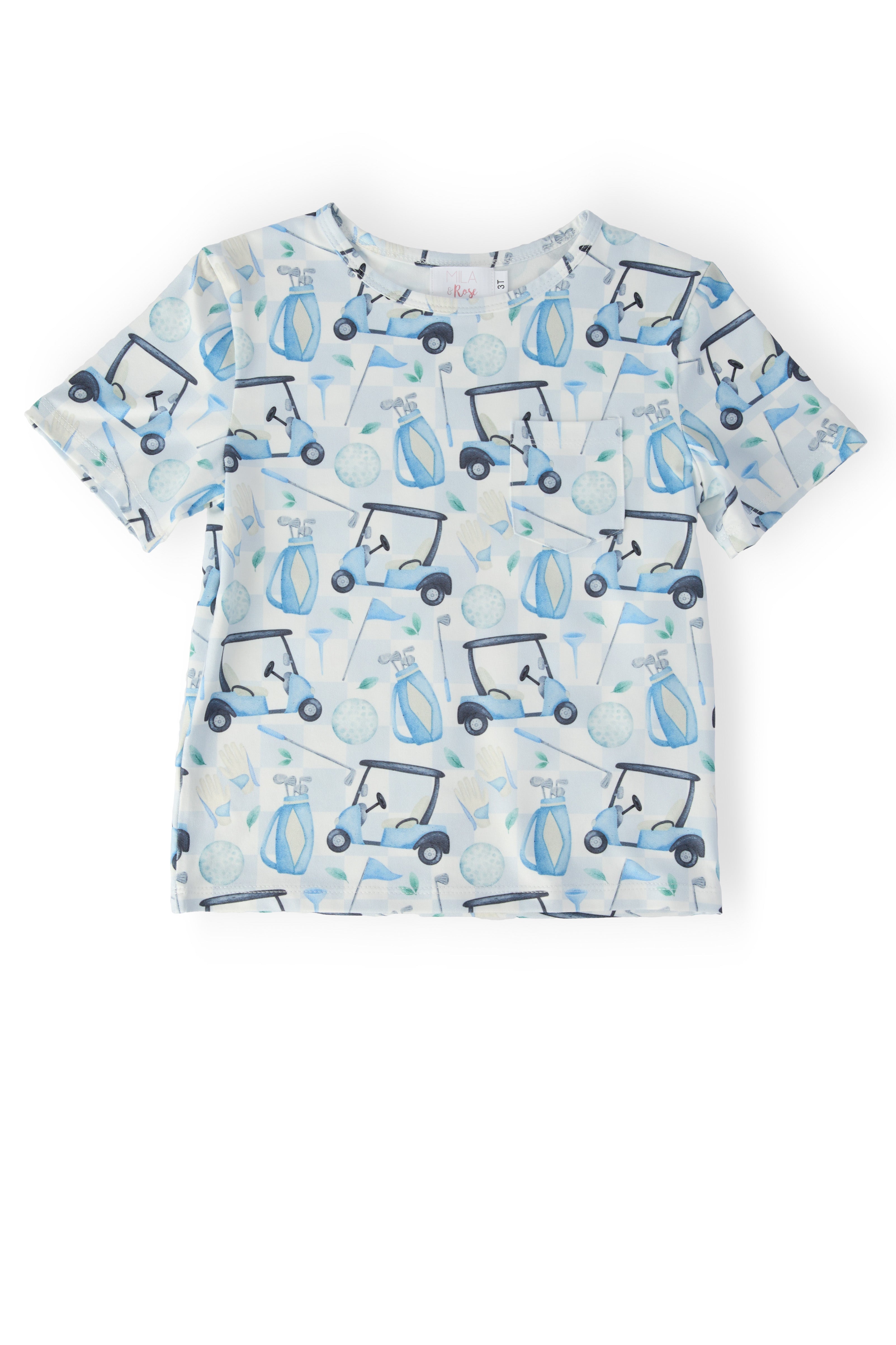 Jungen T-Shirt mit kurzen Ärmeln und Brusttasche | Mila & Bros Golf Kollektion | Größen 2T–5/6