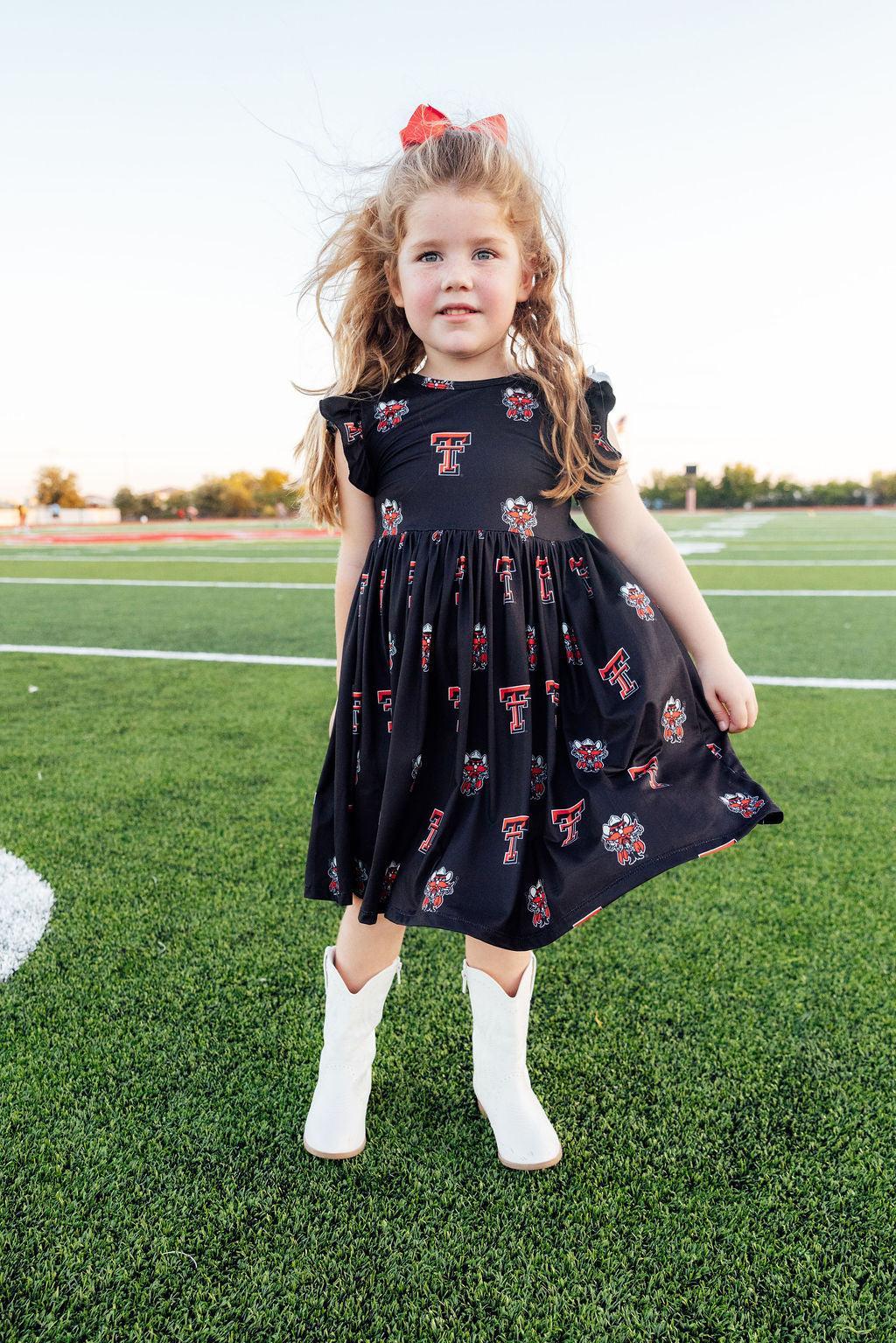 Texas Tech Black Raider Rotes ausgestelltes Wirbelkleid