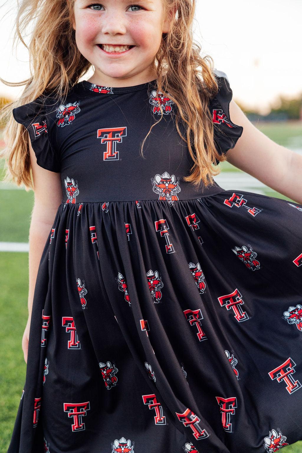 Texas Tech Black Raider Rotes ausgestelltes Wirbelkleid