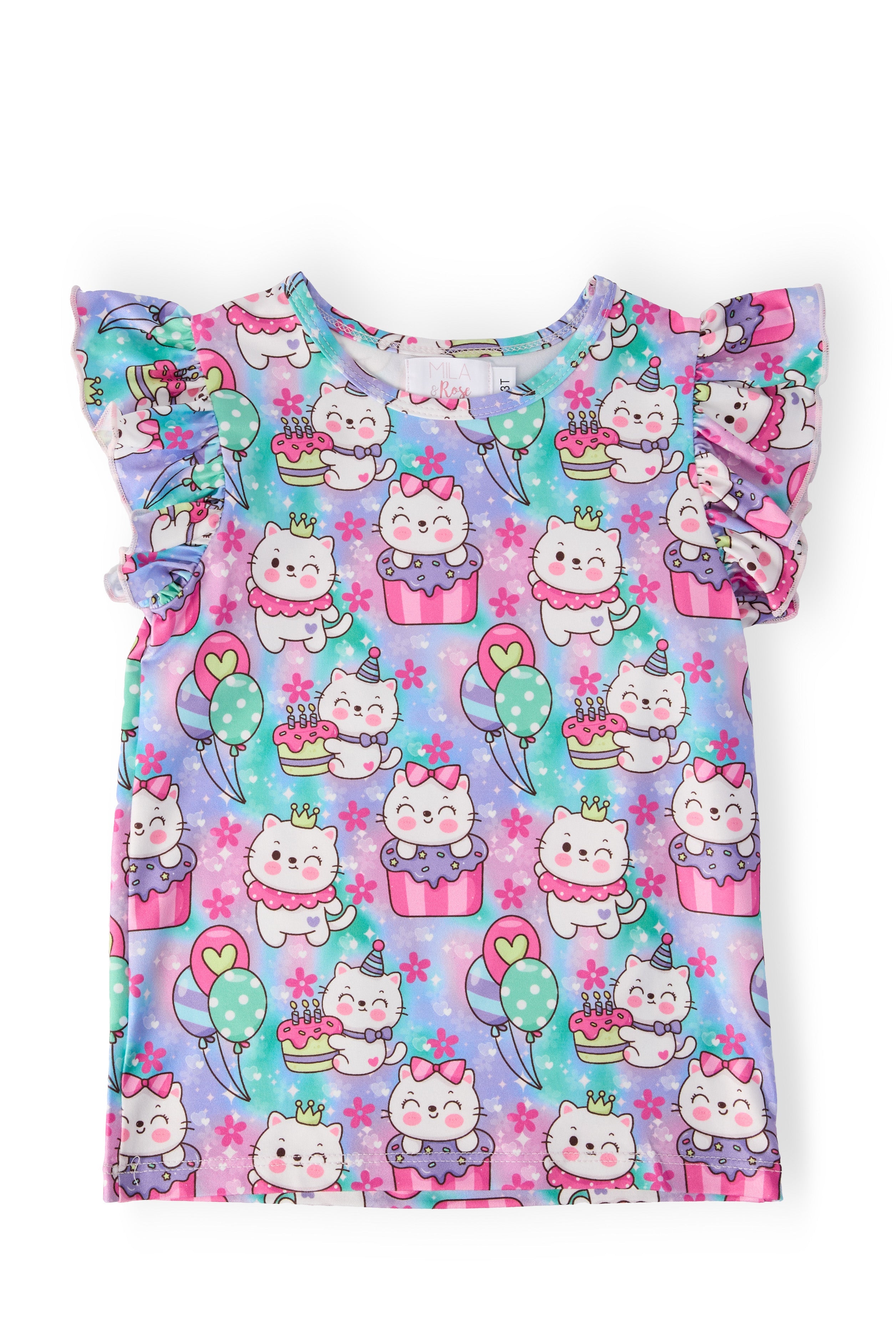 Mila & Rose Ruffle Tee | Girly Basic Tee for Girls | Mix & Match Everyday Top