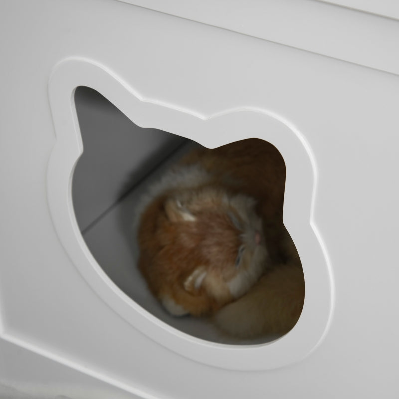 Wooden Cat Litter Box Enclosure with Nightstand & Side Storage Rack