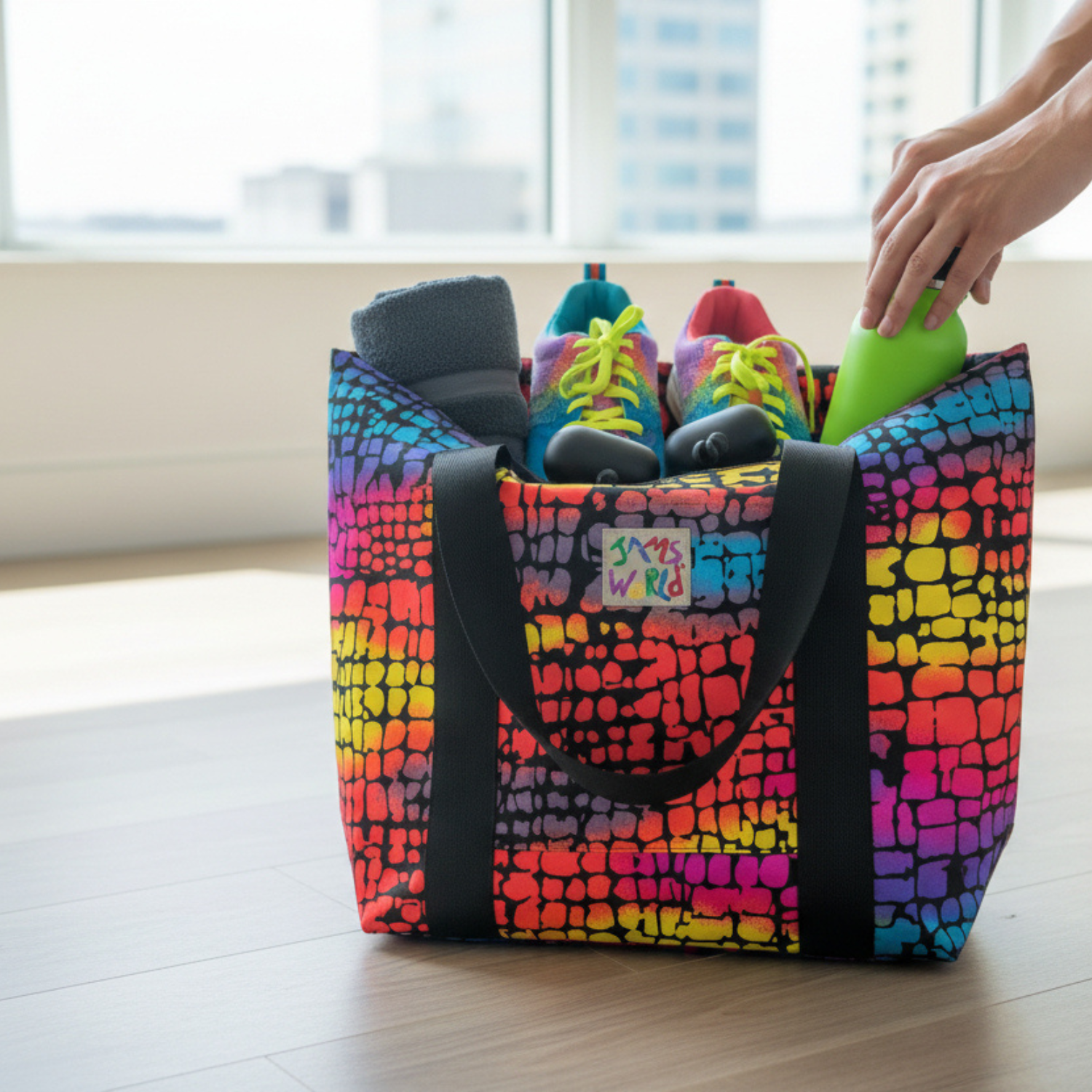 Jams World Lined Tote Bag – Reptile Print