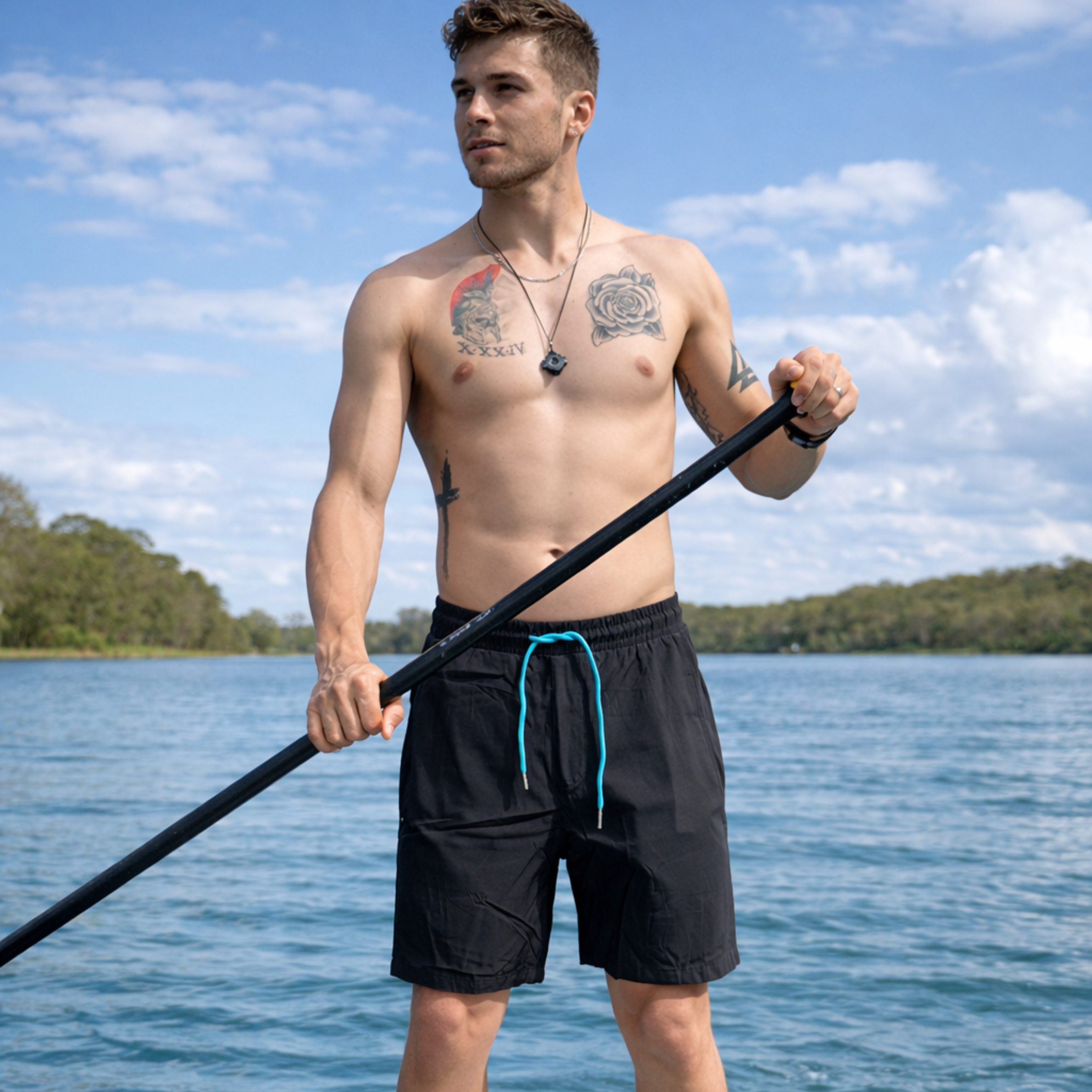 Waterproof Swim Shorts – IPX8 Dry Bag Pocket, Quick Dry, 7" Inseam