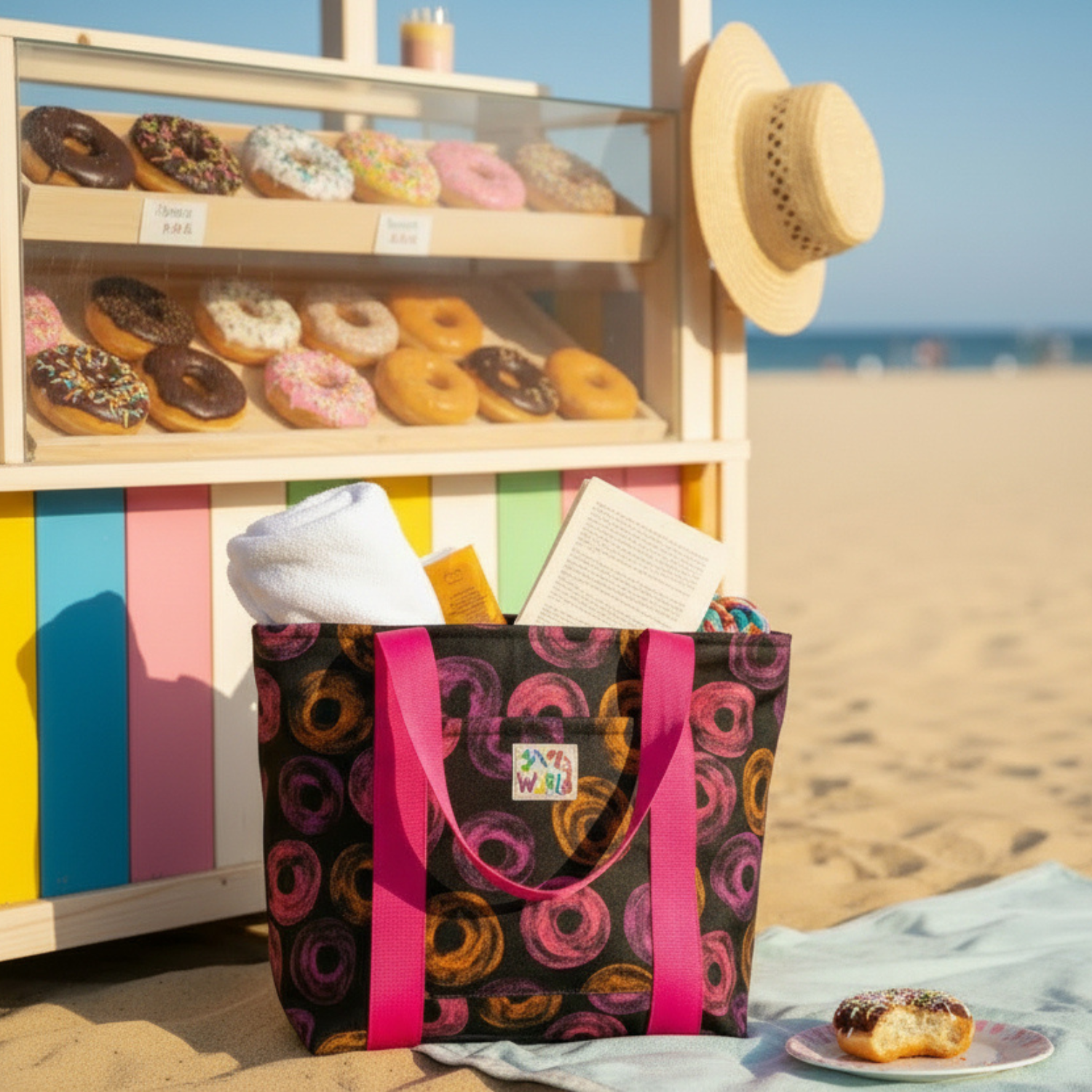 Jams World Lined Tote Bag – Neon Donuts