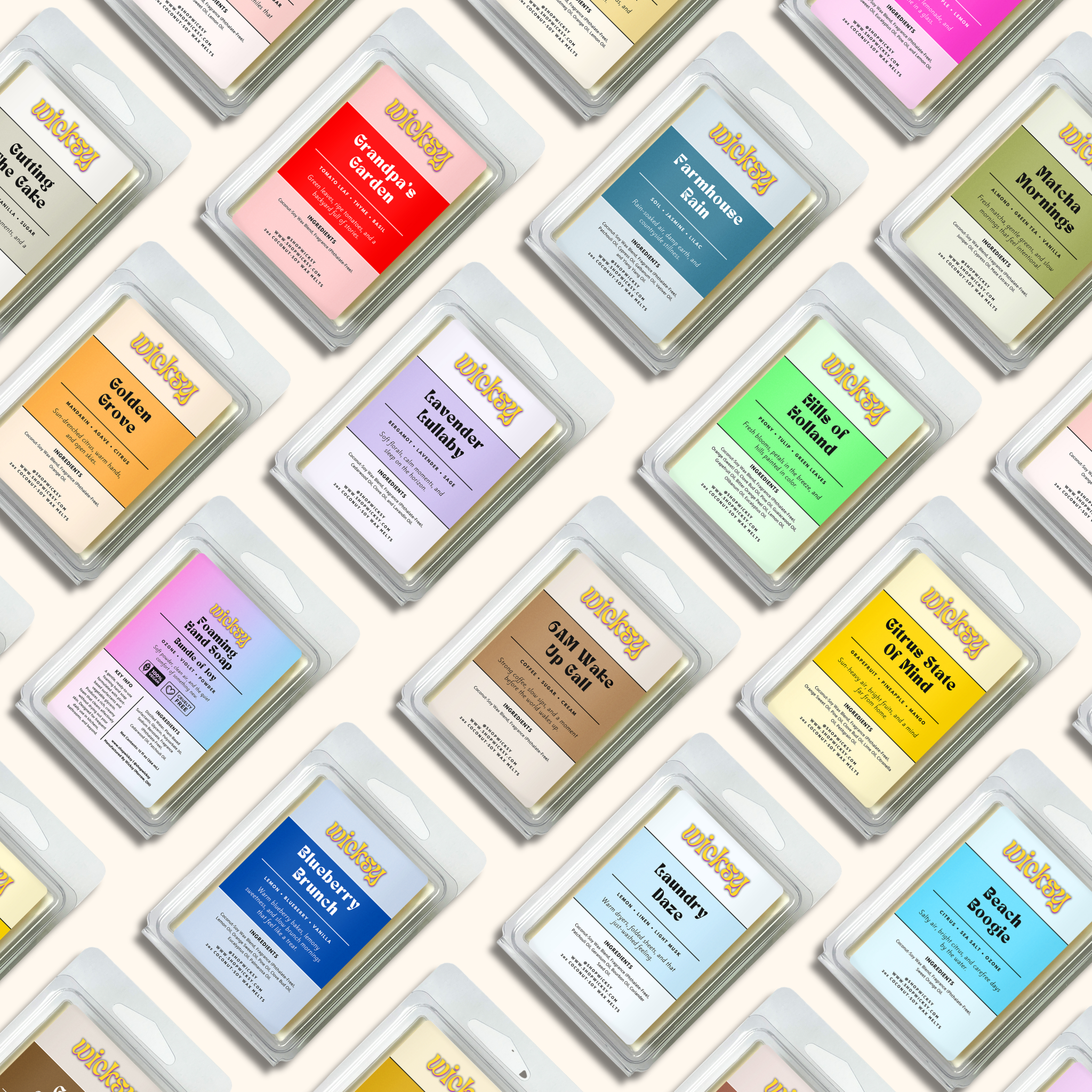 Wicksy 2oz Wax Melts | 60+ Scents | Flame-Free Coconut-Soy, Clean Fragrance