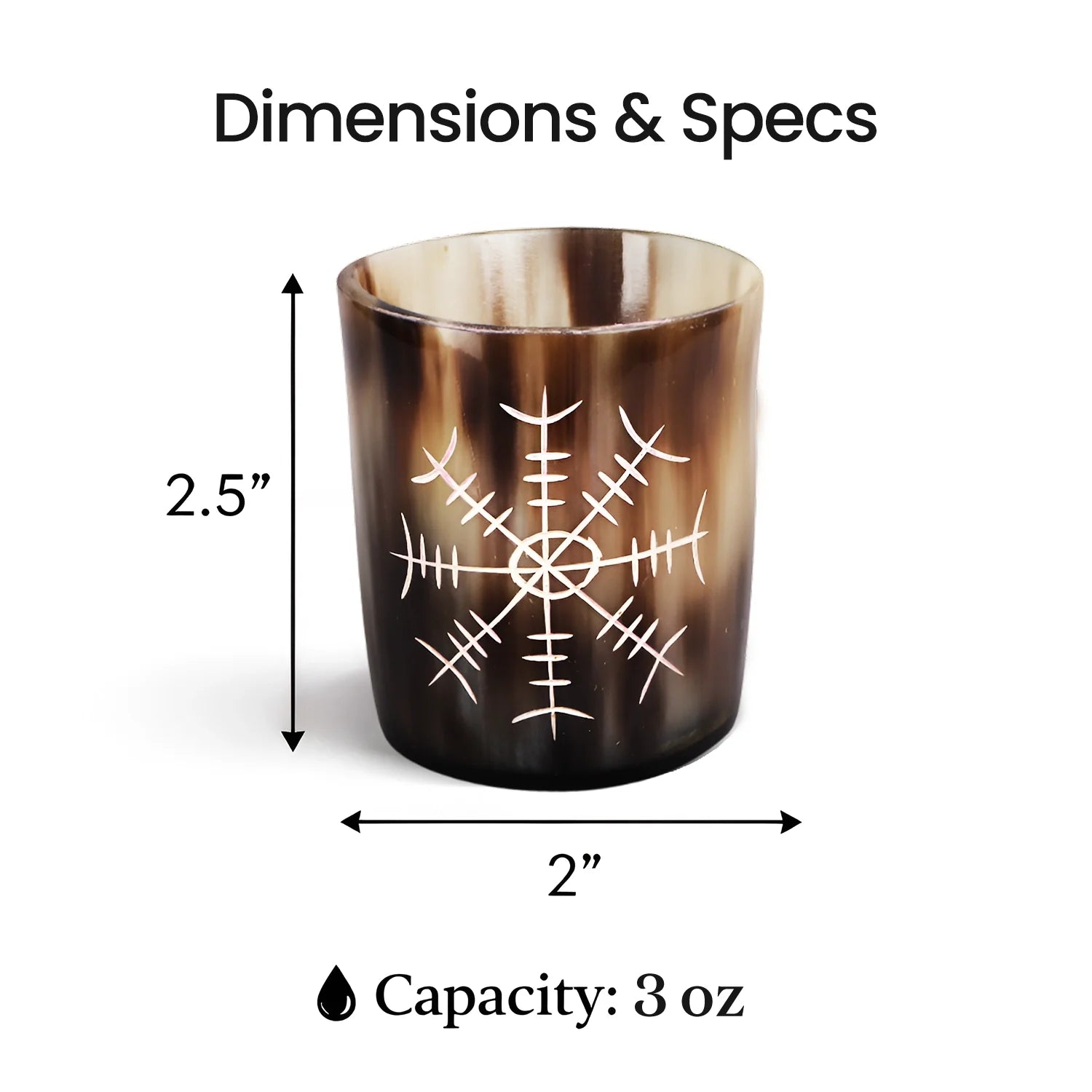 Nordic Compass Horn-Schnapsgläser – Handgefertigtes Barware-Set aus echtem Büffelhorn