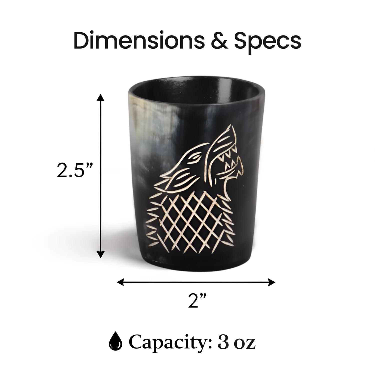 Viking Wolfshorn-Shotgläser – Handgemachtes Bar-Set aus echtem Büffelhorn