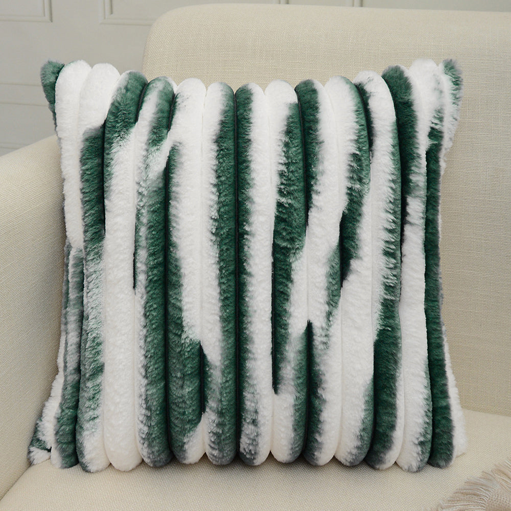 Ribbed Ombre Faux Fur Pillow with Insert – 18”x18” Luxury Glam Pillow