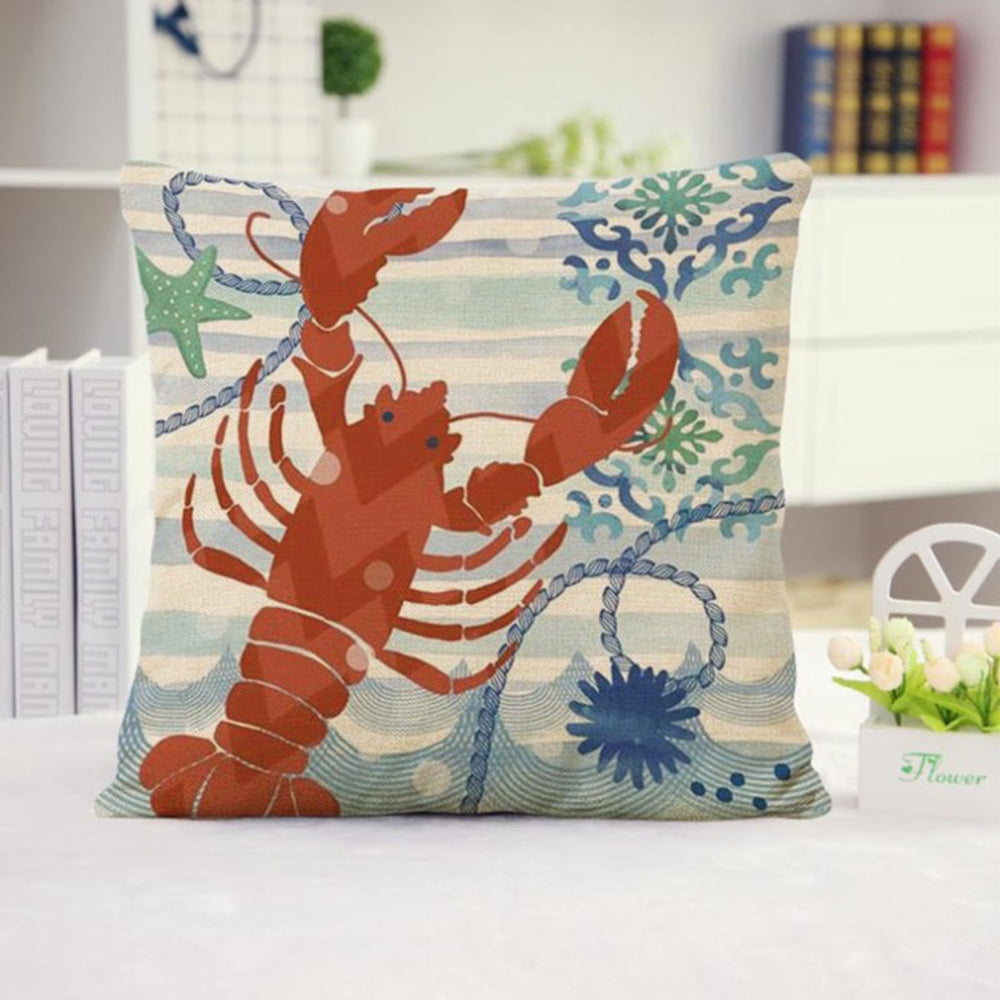 Coastal Print Pillow with Insert – 18”x18” Nautical Accent Pillow