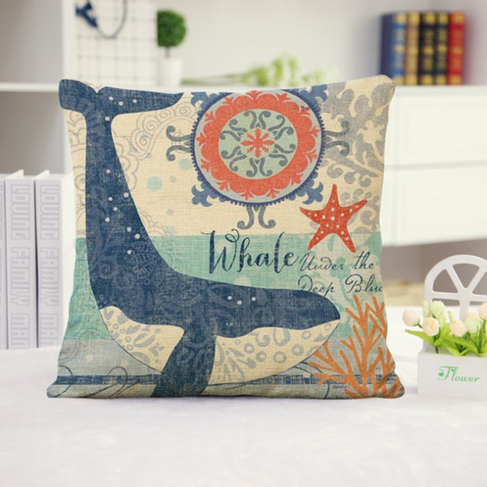 Coastal Print Pillow with Insert – 18”x18” Nautical Accent Pillow