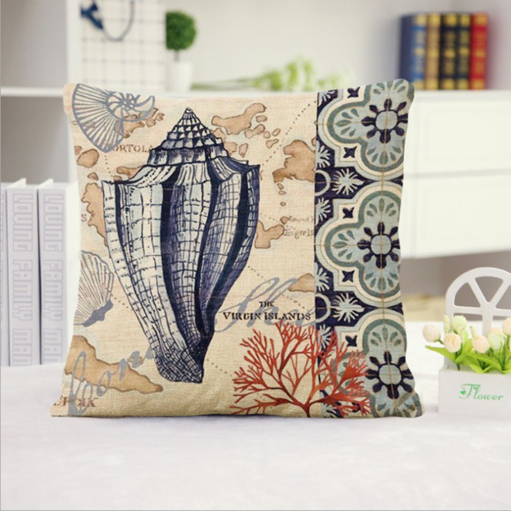 Coastal Print Pillow with Insert – 18”x18” Nautical Accent Pillow