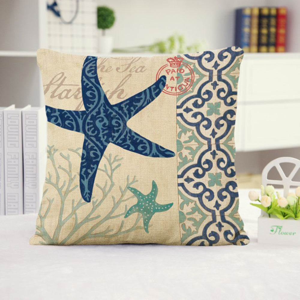 Coastal Print Pillow with Insert – 18”x18” Nautical Accent Pillow