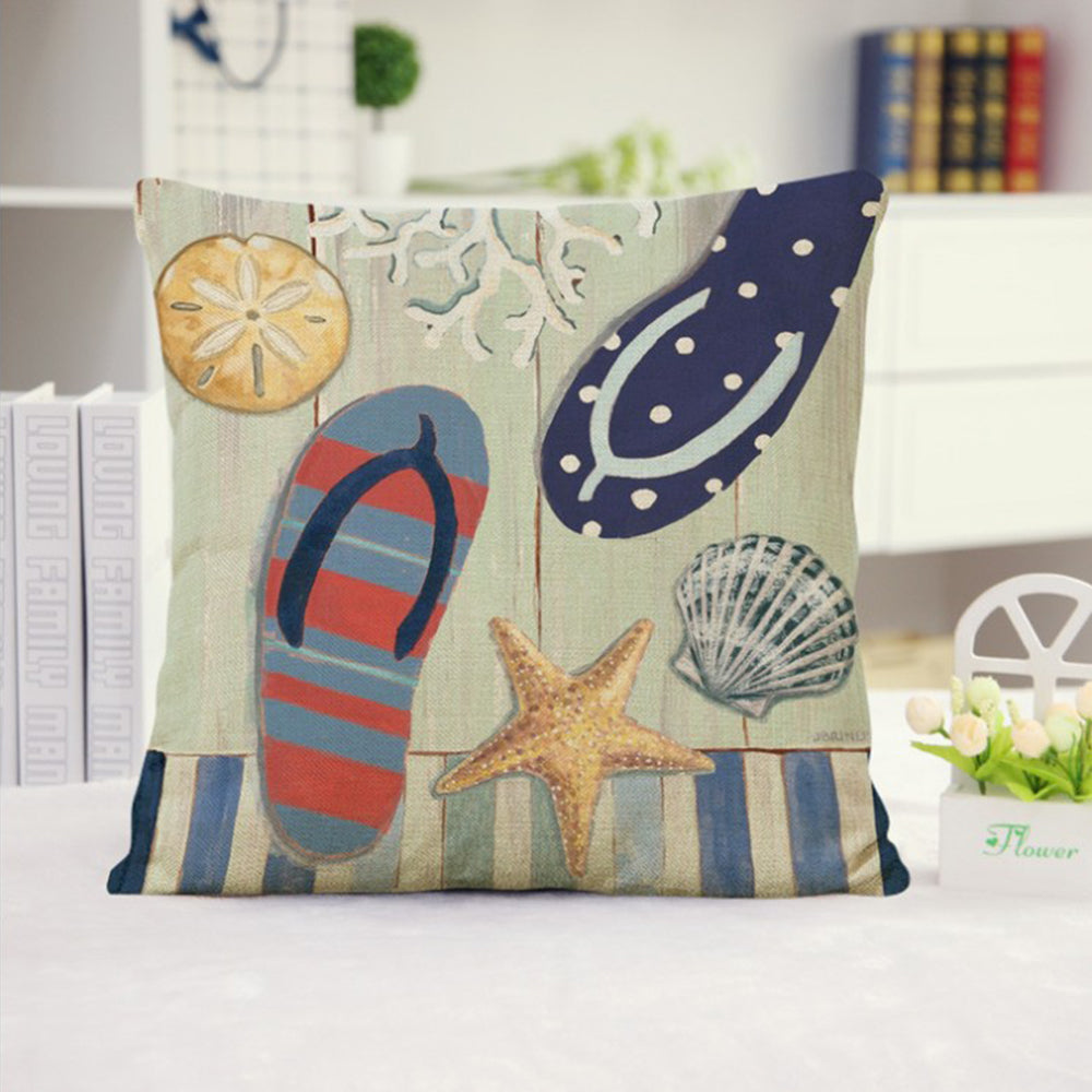 Coastal Print Pillow with Insert – 18”x18” Nautical Accent Pillow