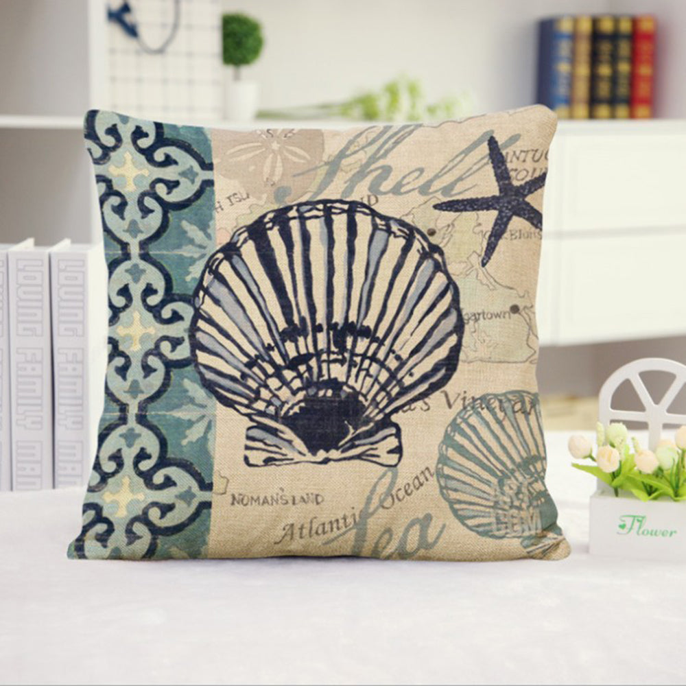 Coastal Print Pillow with Insert – 18”x18” Nautical Accent Pillow