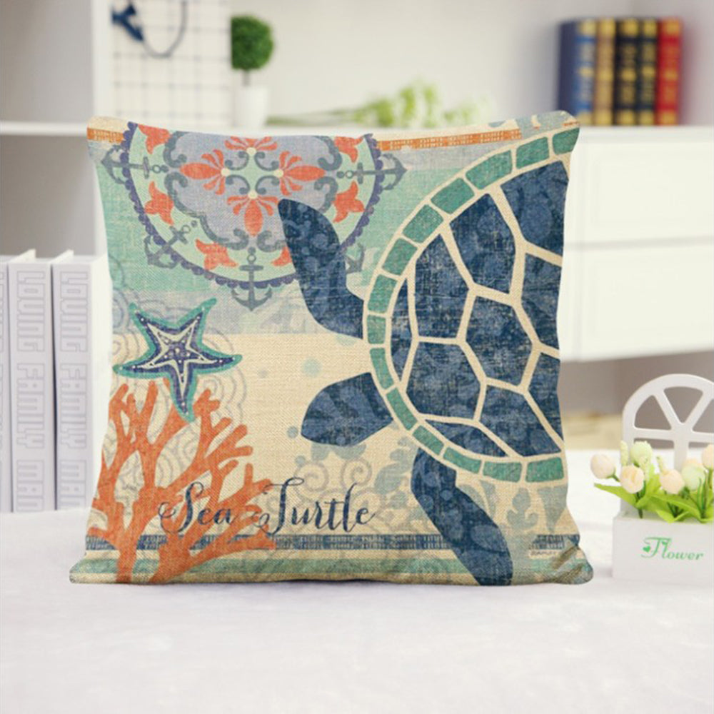 Coastal Print Pillow with Insert – 18”x18” Nautical Accent Pillow