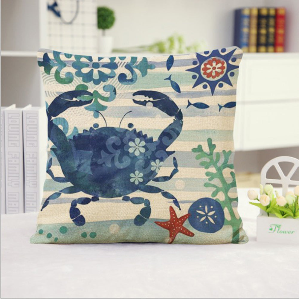 Coastal Print Pillow with Insert – 18”x18” Nautical Accent Pillow