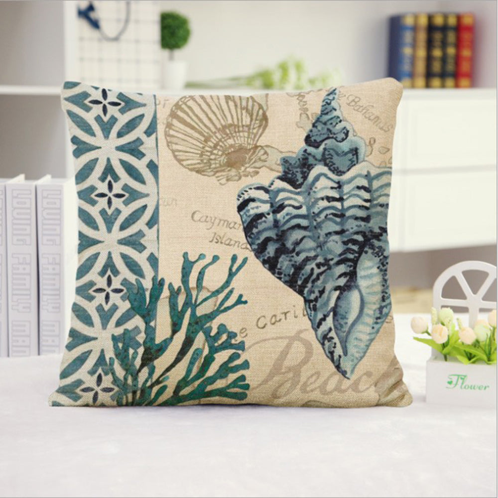 Coastal Print Pillow with Insert – 18”x18” Nautical Accent Pillow