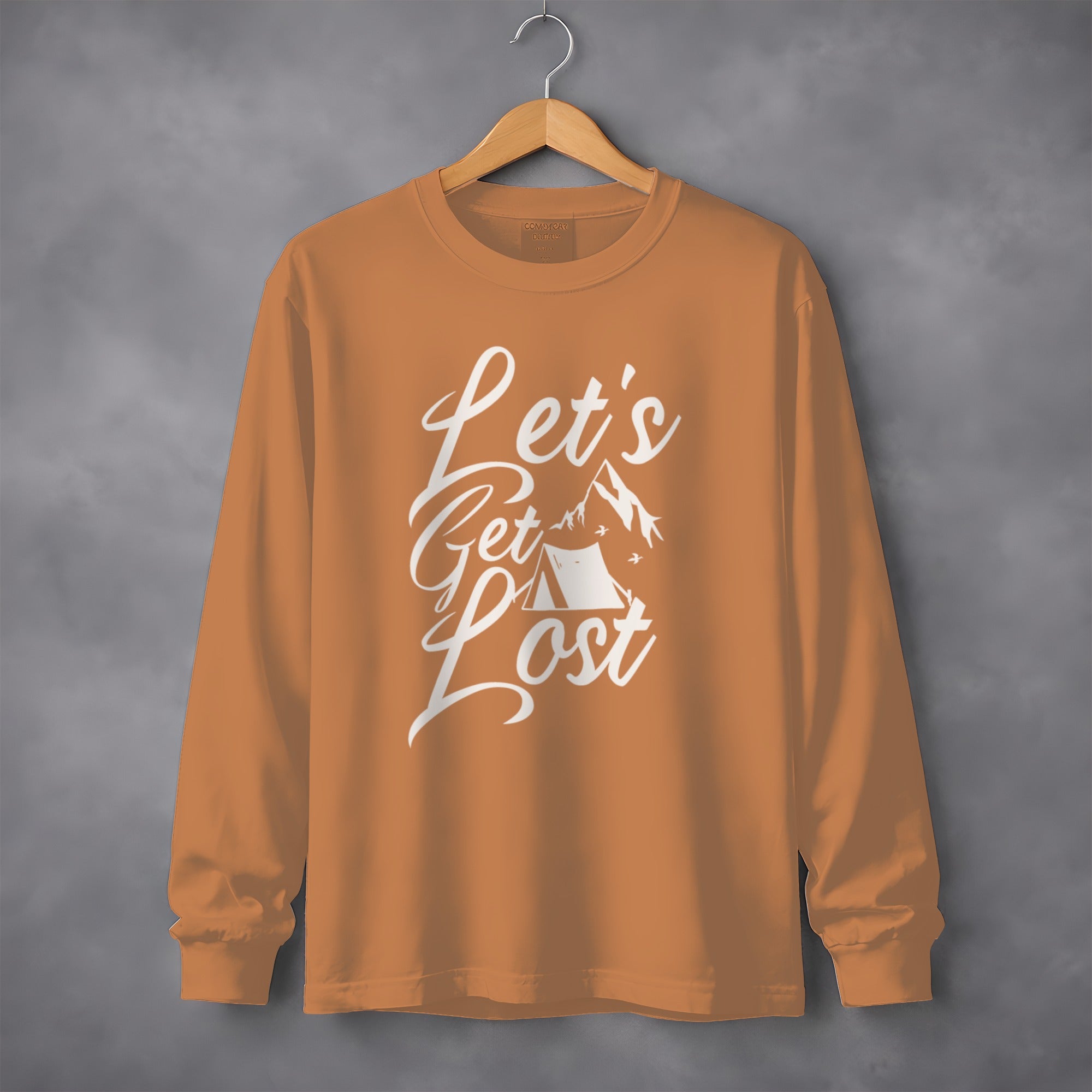 Lets Get Lost Camp Tent Design on Adventure Sweatshirt