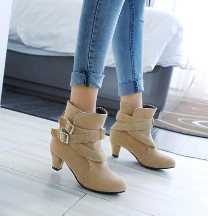 Women's Suede Platform Ankle Boots – Warm Zipper Martin Heels