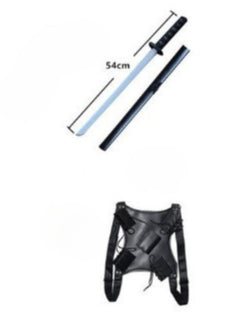 Two swords with light effects and a black sheath on a white background