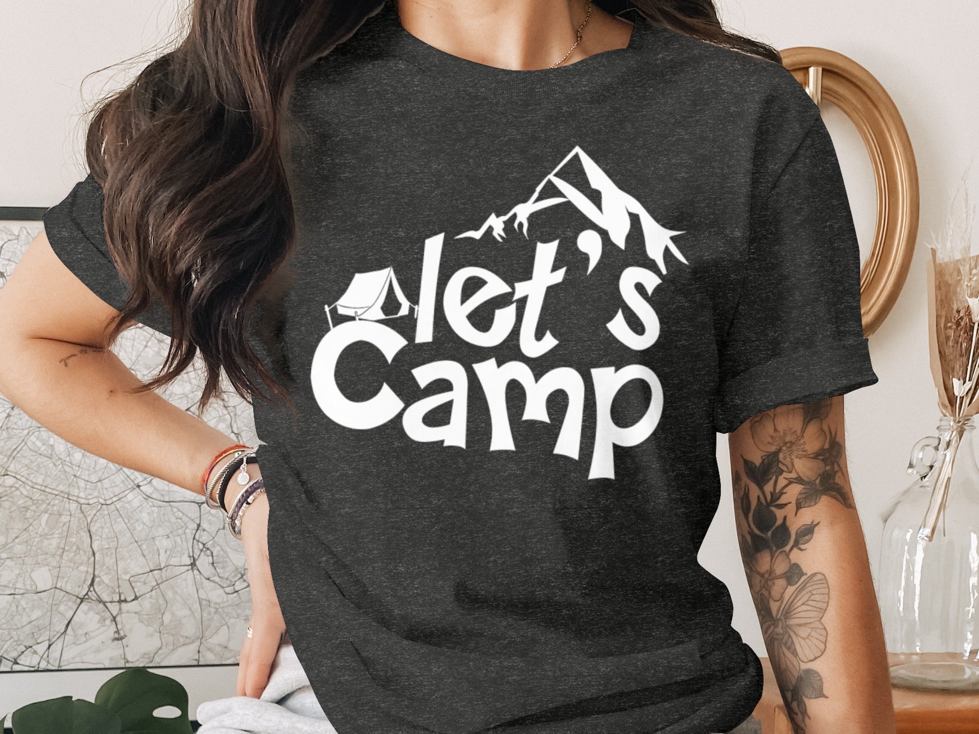 Let's Camp with Tent & Mountain T-Shirt
